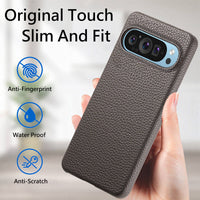 Buy Half-Covered Lychee Textured Leather Google Pixel Phone Case, Premium Grip, Sleek Protection, and Elegant Design, EVELYN at Caseles-Google Pixel 10 Pro XL, Black