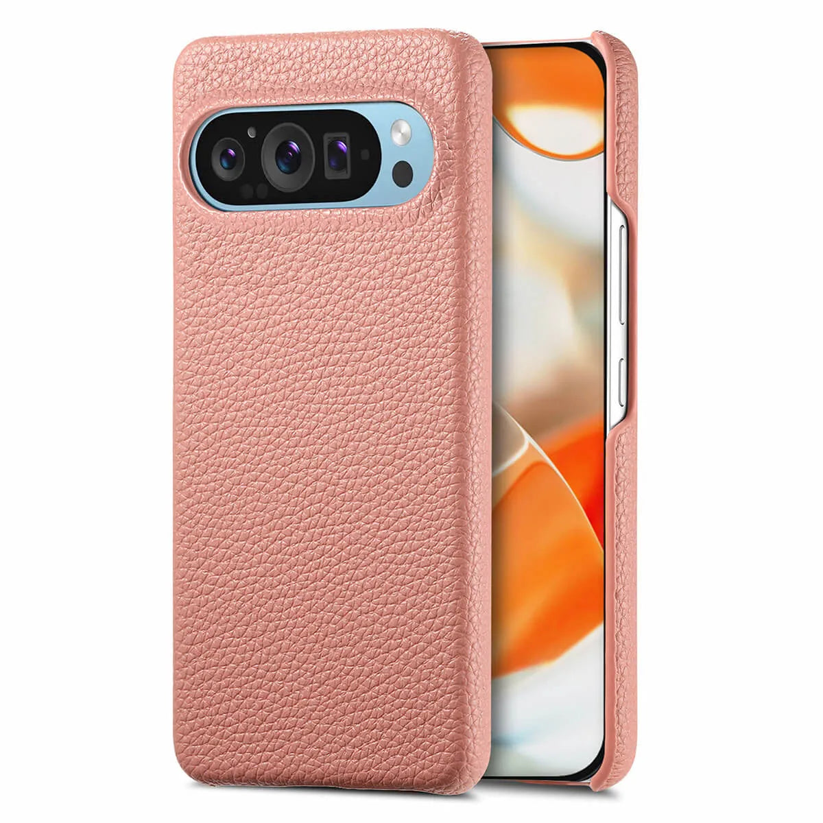 Buy Half-Covered Lychee Textured Leather Google Pixel Phone Case, Premium Grip, Sleek Protection, and Elegant Design, EVELYN at Caseles-Google Pixel 10 Pro XL, Pink