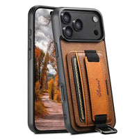Buy Full Coverage Protection, Leather Phone case, Phone Stander, Card Holder Wallet Case ,Ezra at Caseles-iPhone 17 Pro Max, Ezra-Brown