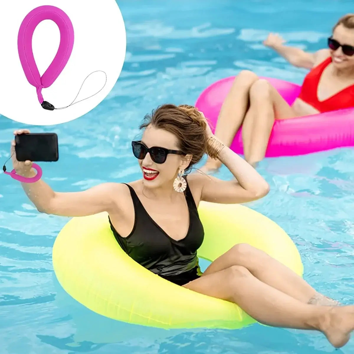 By Universal Floating Wrist Strap for Waterproof Action Cameras, High-Visibility Buoyant Camera Float for Swimming and Snorkeling, Durable Diving Fabric Wristband - FLOATING WRIST STRAP at Caseles-Blue, 