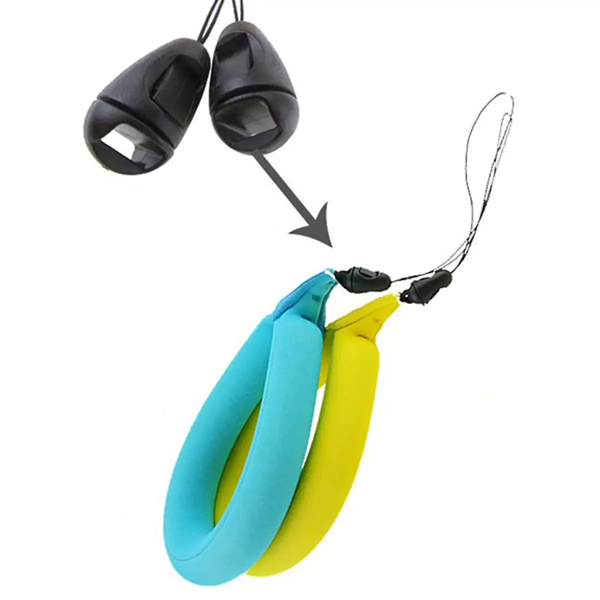 By Universal Floating Wrist Strap for Waterproof Action Cameras, High-Visibility Buoyant Camera Float for Swimming and Snorkeling, Durable Diving Fabric Wristband - FLOATING WRIST STRAP at Caseles-Blue, 