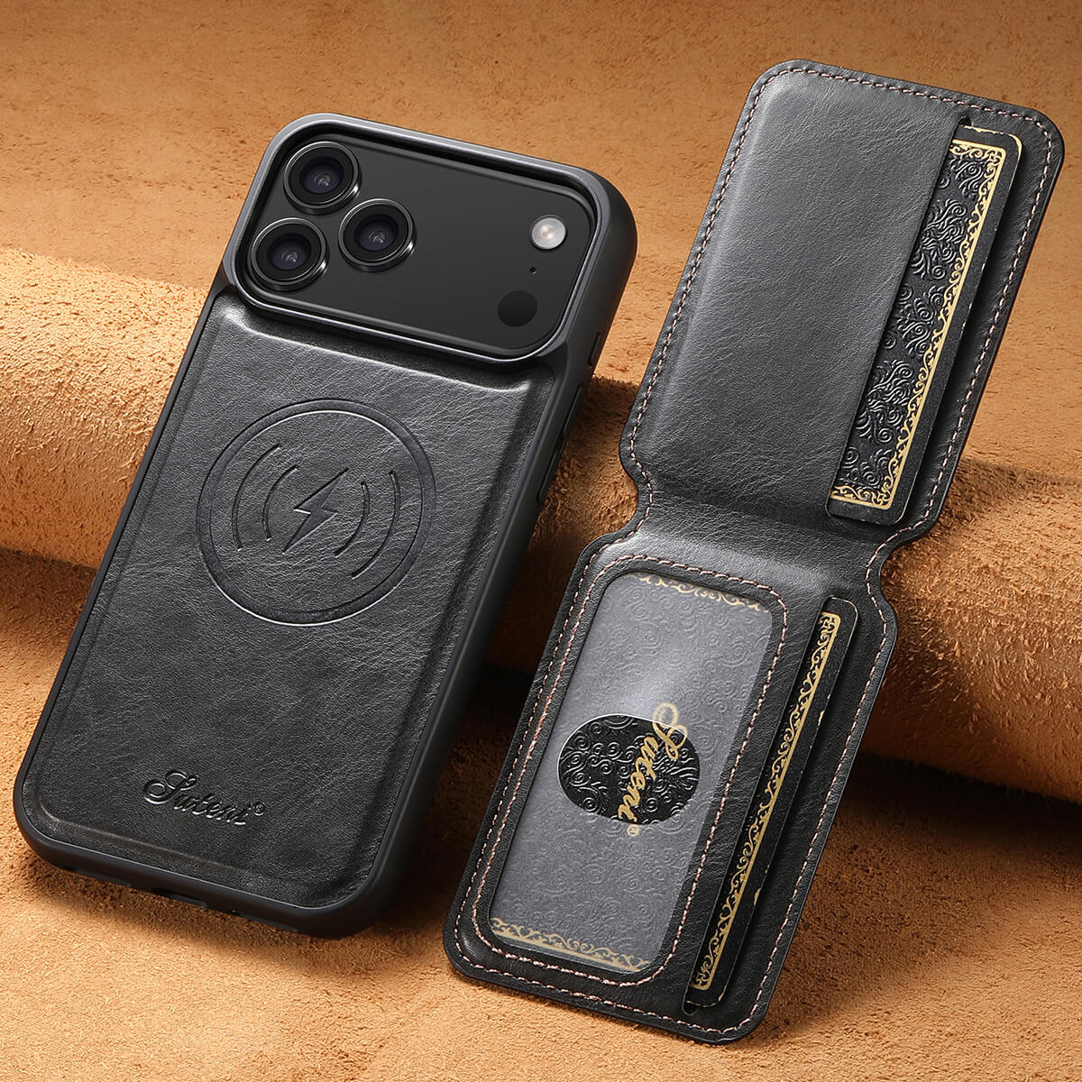 Buy Full Coverage Protection, Leather Phone case, Phone Stander, Card Holder Wallet Case,Francis at Caseles-iPhone 17 Pro Max, Francis-Coffee