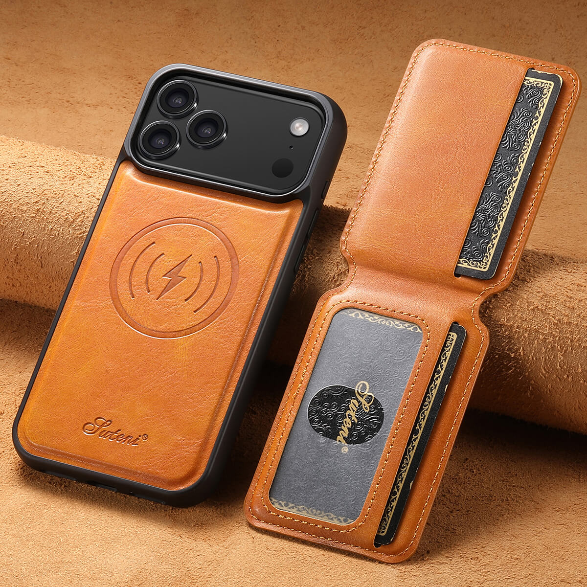 Buy Full Coverage Protection, Leather Phone case, Phone Stander, Card Holder Wallet Case,Francis at Caseles-iPhone 17 Pro Max, Francis-Coffee