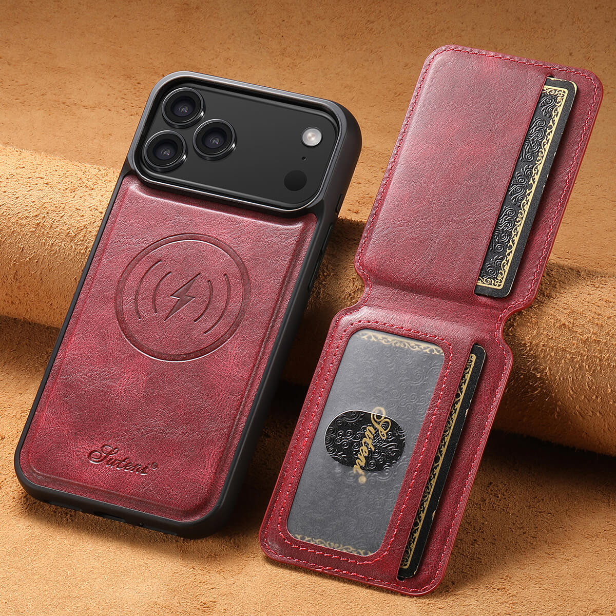 Buy Full Coverage Protection, Leather Phone case, Phone Stander, Card Holder Wallet Case,Francis at Caseles-iPhone 17 Pro Max, Francis-Coffee