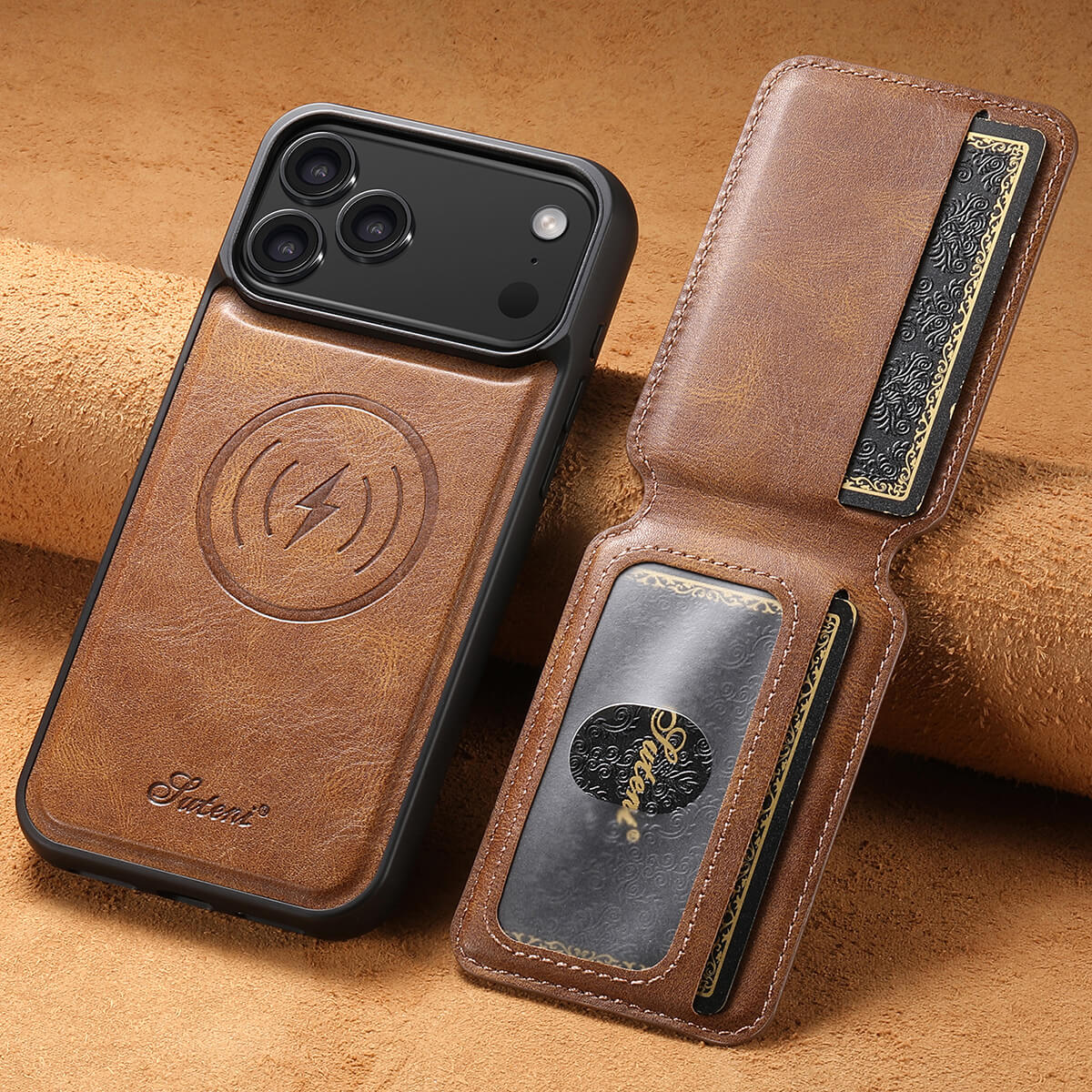 Buy Full Coverage Protection, Leather Phone case, Phone Stander, Card Holder Wallet Case,Francis at Caseles-iPhone 17 Pro Max, Francis-Coffee