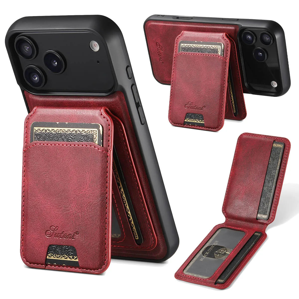 Buy Full Coverage Protection, Leather Phone case, Phone Stander, Card Holder Wallet Case,Francis at Caseles-iPhone 17 Pro Max, Francis-Red