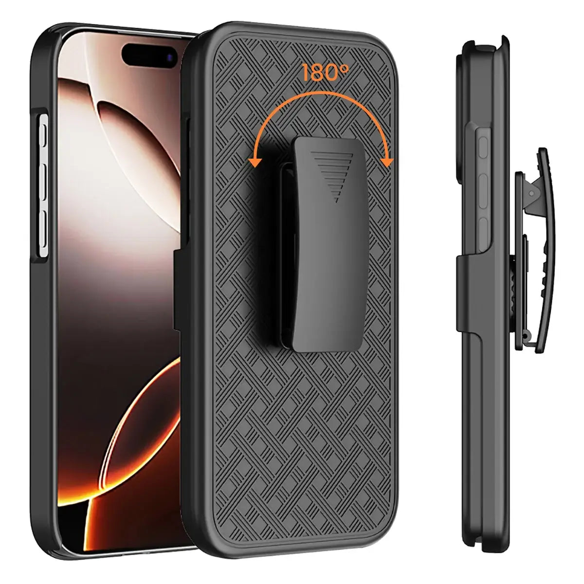 Buy 3-in-1 Modular Design – Combining a Magnetic Belt Clip, Shockproof Sliding Case, and a Woven Texture Kickstand for Total Access, Protection, and Hands-Free Viewingat - Gabriel at Caseles-iPhone 17 Pro Max, 