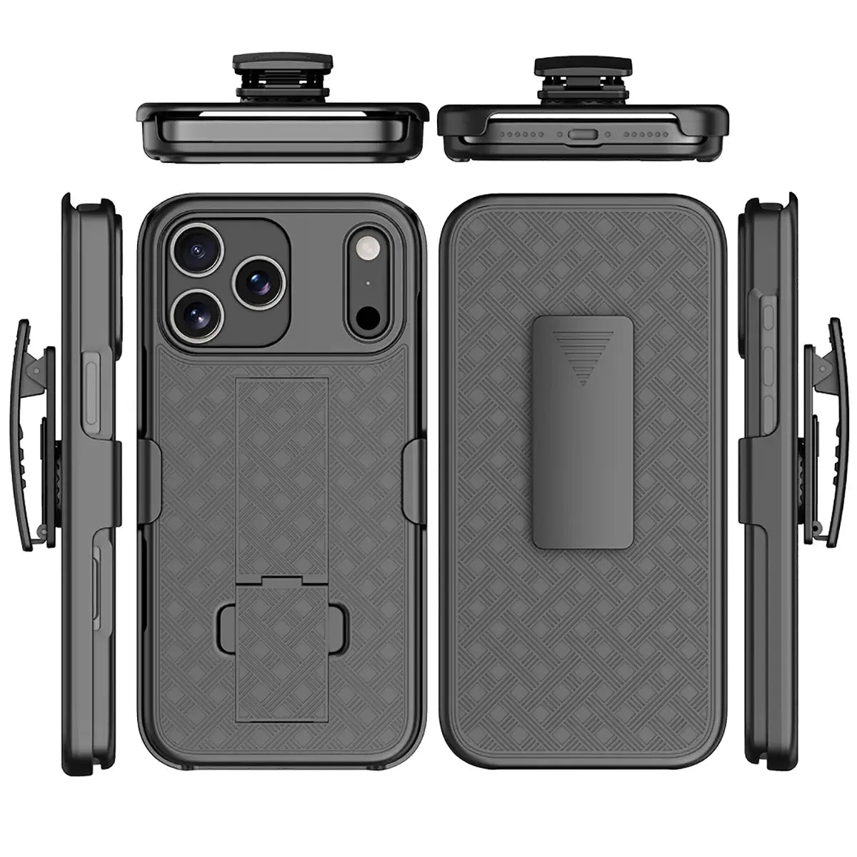Buy 3-in-1 Modular Design – Combining a Magnetic Belt Clip, Shockproof Sliding Case, and a Woven Texture Kickstand for Total Access, Protection, and Hands-Free Viewingat - Gabriel at Caseles-iPhone 17 Pro Max, 