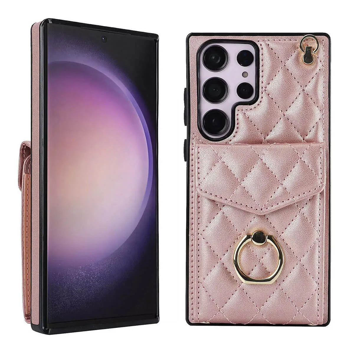 Buy Crossbody Wallet Phone Case, 360 Rotation Ring Holder, Card Slots & Detachable Wrist Strap, RFID Blocking, Kickstand, Shockproof Cover,HAILEY at Caseles-Samsung Galaxy S24 Ultra, Harley-Black