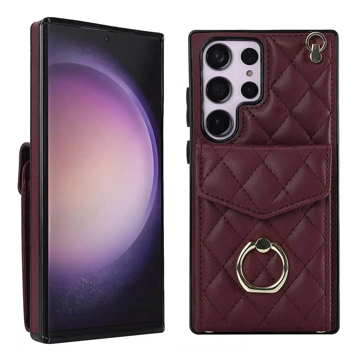 Buy Crossbody Wallet Phone Case, 360 Rotation Ring Holder, Card Slots & Detachable Wrist Strap, RFID Blocking, Kickstand, Shockproof Cover,HAILEY at Caseles-Samsung Galaxy S24 Ultra, Harley-Black