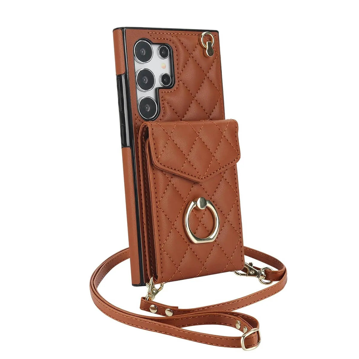 Buy Crossbody Wallet Phone Case, 360 Rotation Ring Holder, Card Slots & Detachable Wrist Strap, RFID Blocking, Kickstand, Shockproof Cover,HAILEY at Caseles-Samsung Galaxy S24 Ultra, Harley-Black