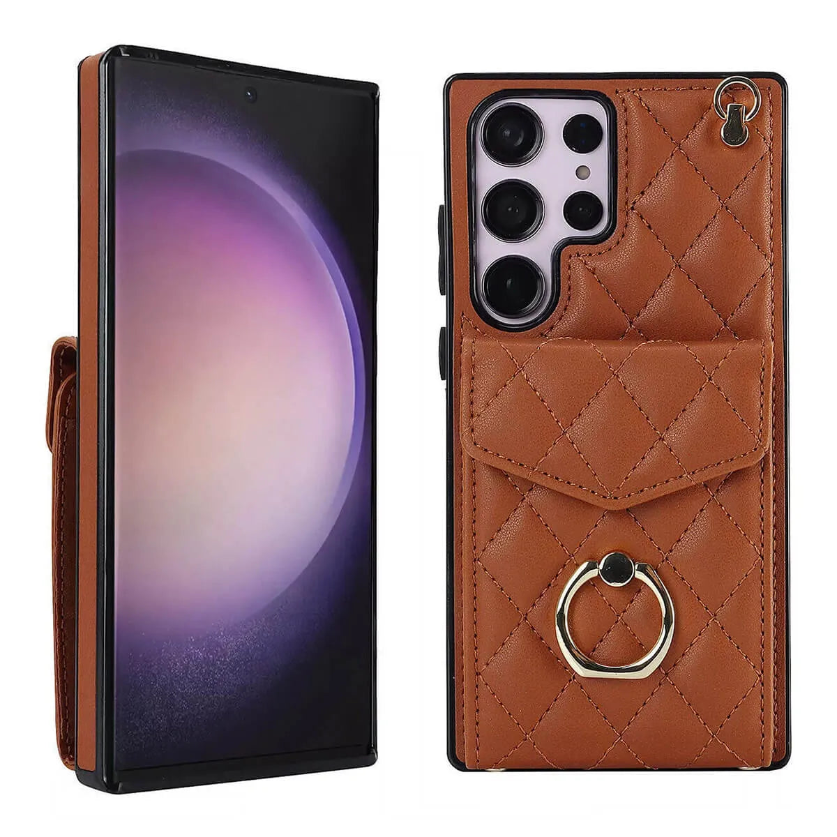 Buy Crossbody Wallet Phone Case, 360 Rotation Ring Holder, Card Slots & Detachable Wrist Strap, RFID Blocking, Kickstand, Shockproof Cover,HAILEY at Caseles-Samsung Galaxy S24 Ultra, Harley-Black