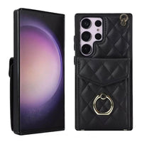 Buy Crossbody Wallet Phone Case, 360 Rotation Ring Holder, Card Slots & Detachable Wrist Strap, RFID Blocking, Kickstand, Shockproof Cover,HAILEY at Caseles-Samsung Galaxy S24 Ultra, Harley-Black
