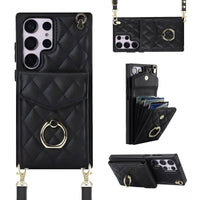 Buy Crossbody Wallet Phone Case, 360 Rotation Ring Holder, Card Slots & Detachable Wrist Strap, RFID Blocking, Kickstand, Shockproof Cover,HAILEY at Caseles-Samsung Galaxy S24 Ultra, Harley-Black
