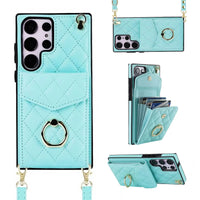 Buy Crossbody Wallet Phone Case, 360 Rotation Ring Holder, Card Slots & Detachable Wrist Strap, RFID Blocking, Kickstand, Shockproof Cover,HAILEY at Caseles-Samsung Galaxy S24 Ultra, Harley-Blue