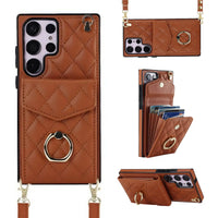 Buy Crossbody Wallet Phone Case, 360 Rotation Ring Holder, Card Slots & Detachable Wrist Strap, RFID Blocking, Kickstand, Shockproof Cover,HAILEY at Caseles-Samsung Galaxy S24 Ultra, Harley-Brown