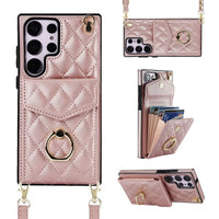 Buy Crossbody Wallet Phone Case, 360 Rotation Ring Holder, Card Slots & Detachable Wrist Strap, RFID Blocking, Kickstand, Shockproof Cover,HAILEY at Caseles-Samsung Galaxy S24 Ultra, Harley-Pink