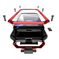 Buy Heavy Duty Aluminum iPhone Case with Kickstand, Built-in Screen & Camera Protector, Shockproof Military-Grade Gorilla Glass Cover - Hamza at Caseles-iPhone 17 Pro Max, Black