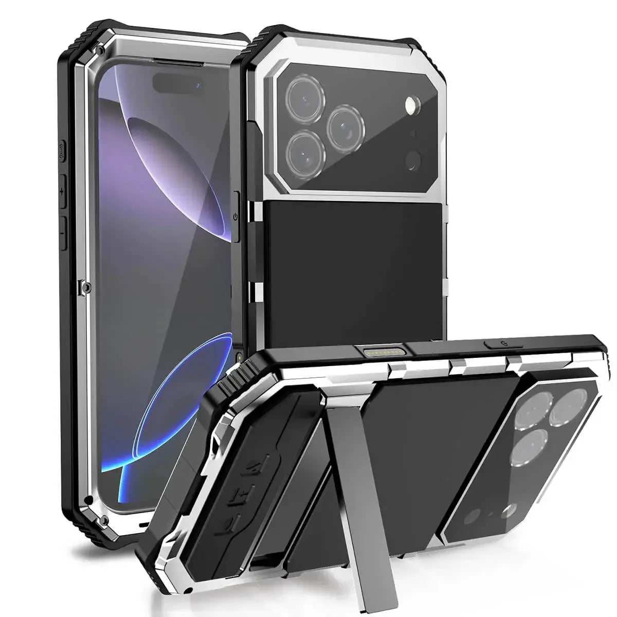 Caseles Heavy Duty Aluminum iPhone Case with Kickstand, Built-in Screen & Camera Protector, Shockproof Military-Grade Gorilla Glass Cover · Caseles Caseles Heavy Duty Aluminum iPhone Case with Kickstand, Built-in Screen & Camera Protector, Shockproof Military-Grade Gorilla Glass Cover · Caseles