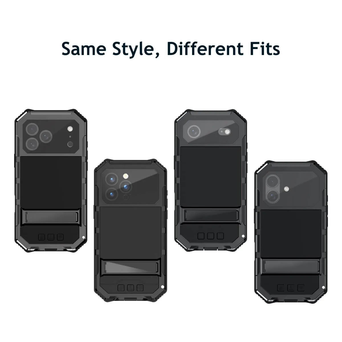 Compatible For IPhone 16 Pro 5G Case With Stand Kickstand & Built-in Camera & Screen Protector , Aluminum Metal Gorilla Glass Shockproof Military Heavy Duty Sturdy Protector Cover Hard Case (Black