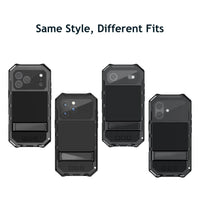 Buy Heavy Duty Aluminum iPhone Case with Kickstand, Built-in Screen & Camera Protector, Shockproof Military-Grade Gorilla Glass Cover - Hamza at Caseles-iPhone 17 Pro Max, Black