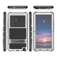 Buy Heavy Duty Aluminum Phone Case with Kickstand, Built-in Screen & Camera Protector, Shockproof Military-Grade Gorilla Glass Cover - Harlan at Caseles-Samsung Galaxy S25 Ultra, Black