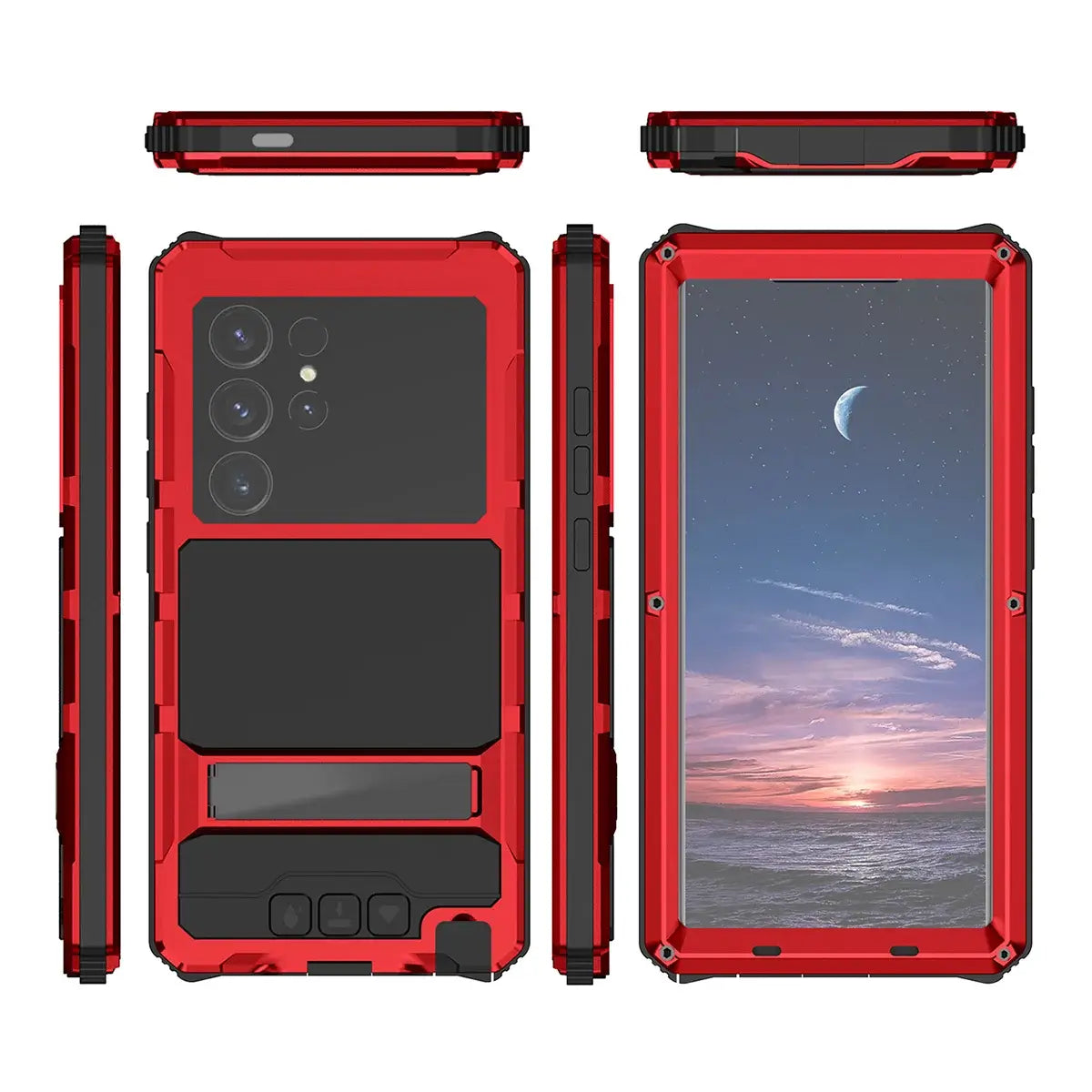 Buy Heavy Duty Aluminum Phone Case with Kickstand, Built-in Screen & Camera Protector, Shockproof Military-Grade Gorilla Glass Cover - Harlan at Caseles-Samsung Galaxy S25 Ultra, Black