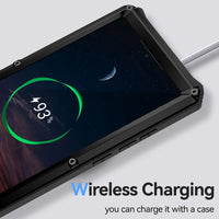 Buy Heavy Duty Aluminum Phone Case with Kickstand, Built-in Screen & Camera Protector, Shockproof Military-Grade Gorilla Glass Cover - Harlan at Caseles-Samsung Galaxy S25 Ultra, Black