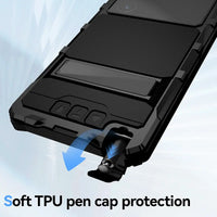 Buy Heavy Duty Aluminum Phone Case with Kickstand, Built-in Screen & Camera Protector, Shockproof Military-Grade Gorilla Glass Cover - Harlan at Caseles-Samsung Galaxy S25 Ultra, Black