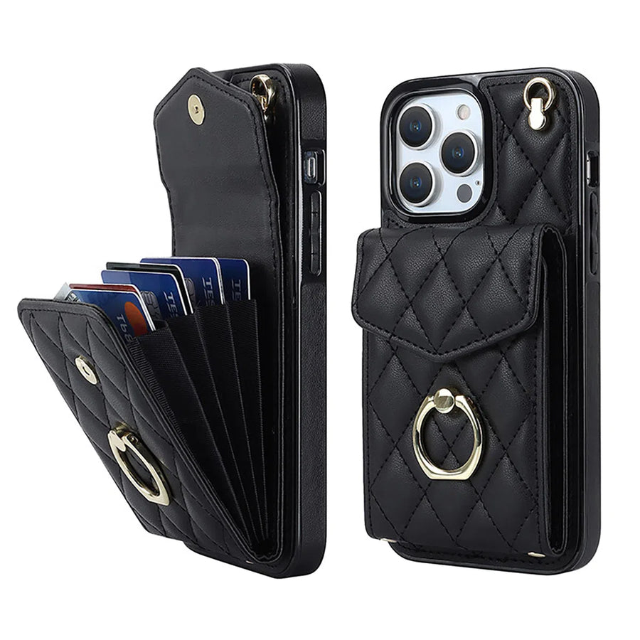 Buy Crossbody Wallet Phone Case, 360 Rotation Ring Holder, Card Slots & Detachable Wrist Strap, RFID Blocking, Kickstand, Shockproof Cover,Harley at Caseles-iPhone 16 Pro Max, Harley-Black