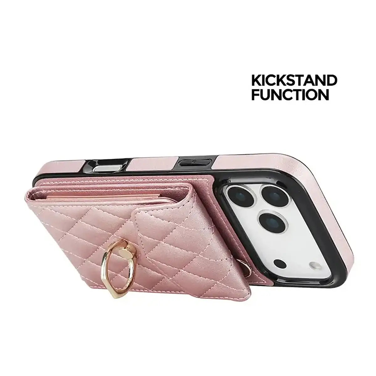 Buy Crossbody Wallet Phone Case, 360 Rotation Ring Holder, Card Slots & Detachable Wrist Strap, RFID Blocking, Kickstand, Shockproof Cover,Harley at Caseles-iPhone 17 Pro Max, Harley-Black