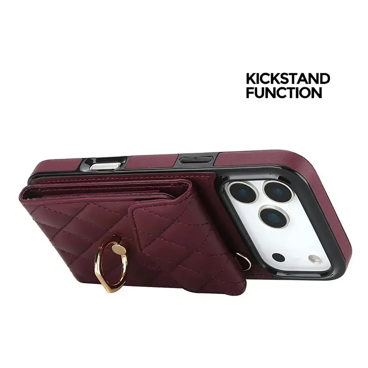 Buy Crossbody Wallet Phone Case, 360 Rotation Ring Holder, Card Slots & Detachable Wrist Strap, RFID Blocking, Kickstand, Shockproof Cover,Harley at Caseles-iPhone 17 Pro Max, Harley-Black