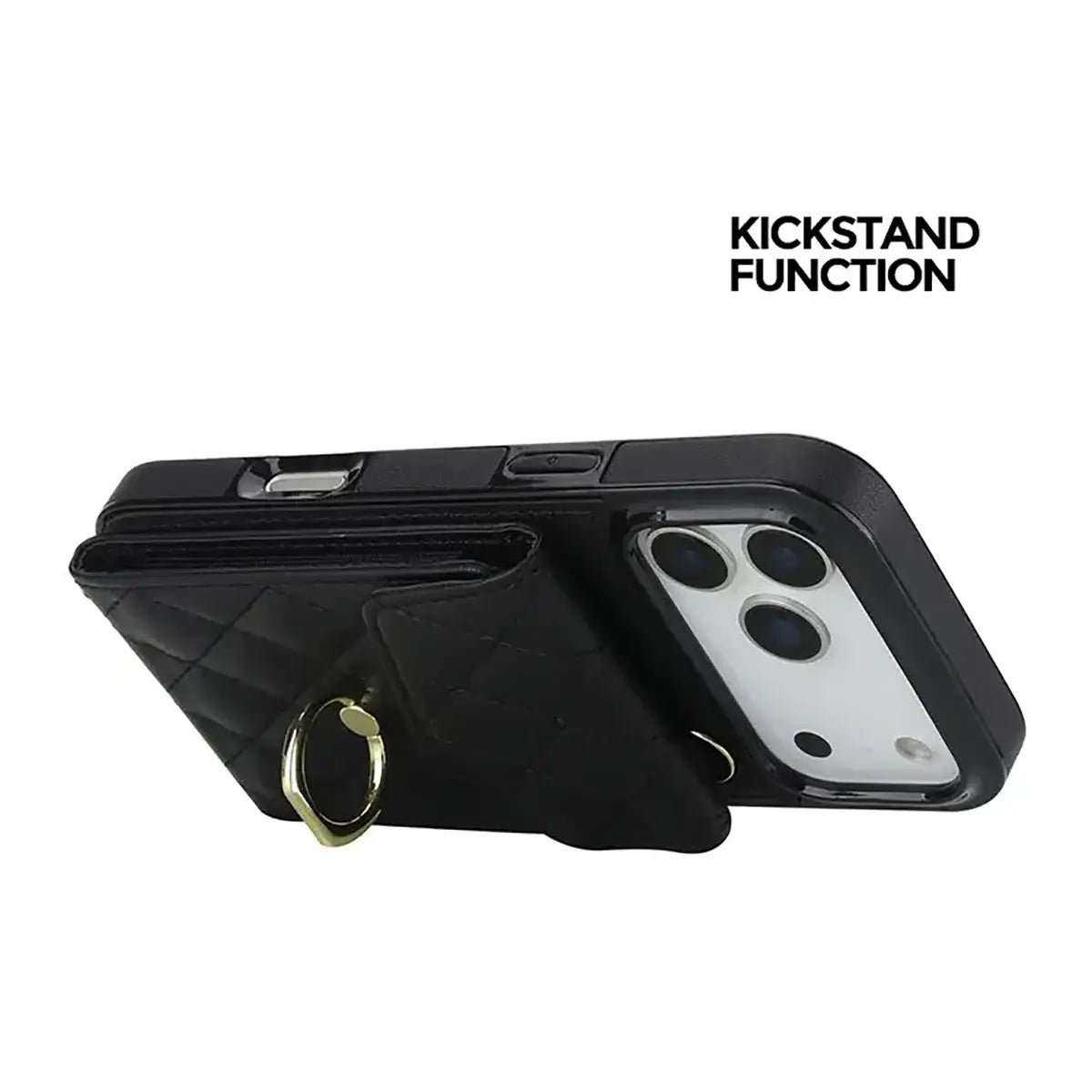 Buy Crossbody Wallet Phone Case, 360 Rotation Ring Holder, Card Slots & Detachable Wrist Strap, RFID Blocking, Kickstand, Shockproof Cover,Harley at Caseles-iPhone 17 Pro Max, Harley-Black