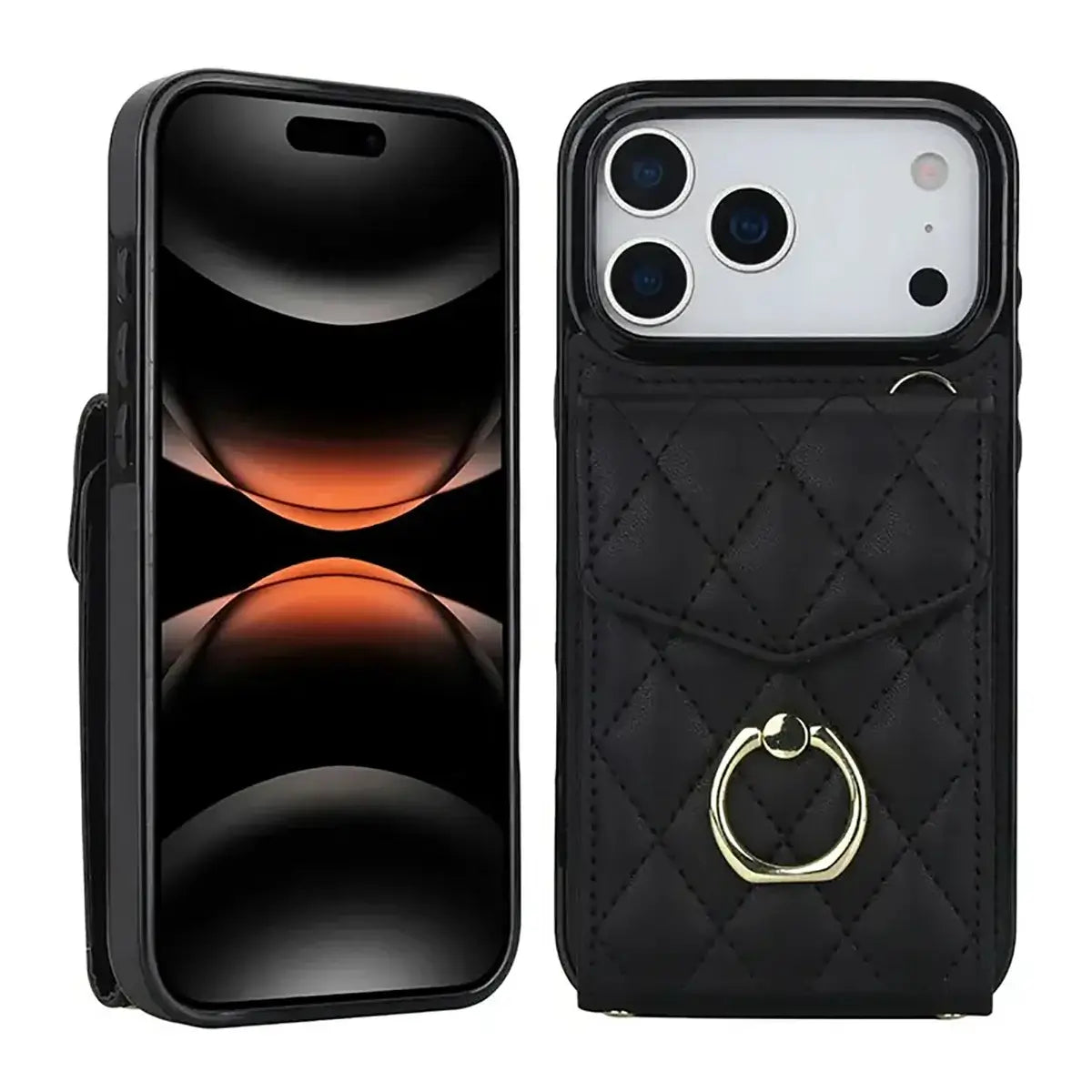 Buy Crossbody Wallet Phone Case, 360 Rotation Ring Holder, Card Slots & Detachable Wrist Strap, RFID Blocking, Kickstand, Shockproof Cover,Harley at Caseles-iPhone 17 Pro Max, Harley-Black