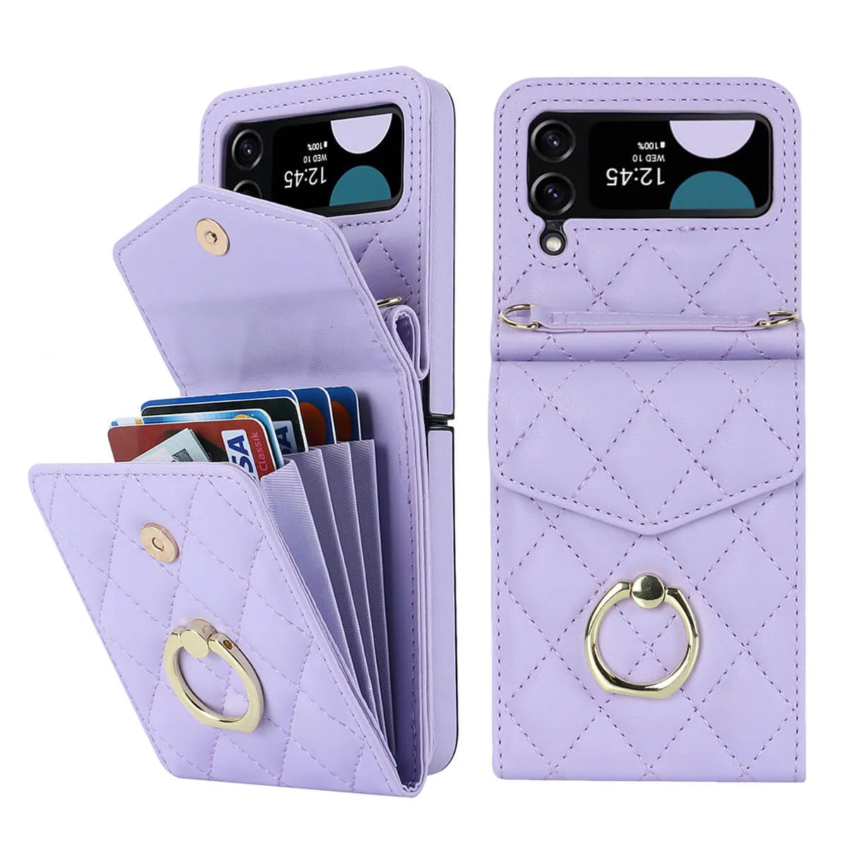 Buy Crossbody Wallet Phone Case, 360 Rotation Ring Holder, Card Slots & Detachable Wrist Strap, RFID Blocking, Kickstand, Shockproof Cover,HATTIE at Caseles-Samsung Galaxy Z Fold 6, Black