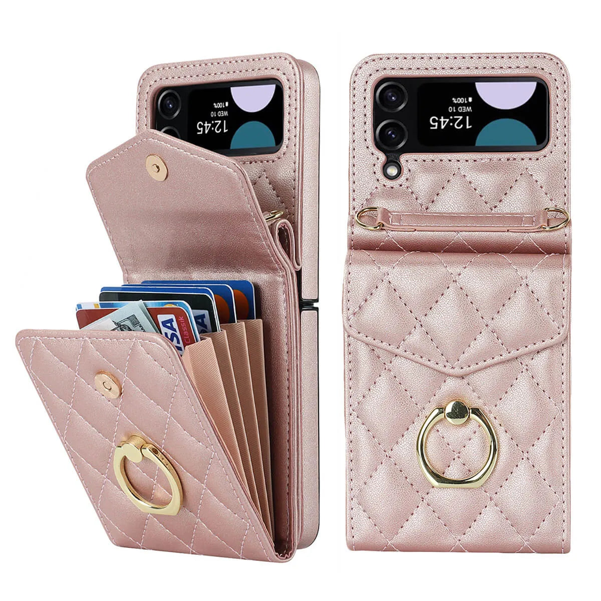 Buy Crossbody Wallet Phone Case, 360 Rotation Ring Holder, Card Slots & Detachable Wrist Strap, RFID Blocking, Kickstand, Shockproof Cover,HATTIE at Caseles-Samsung Galaxy Z Fold 6, Black