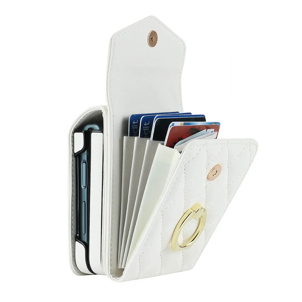 Buy Crossbody Wallet Phone Case, 360 Rotation Ring Holder, Card Slots & Detachable Wrist Strap, RFID Blocking, Kickstand, Shockproof Cover,HATTIE at Caseles-Samsung Galaxy Z Fold 6, Black