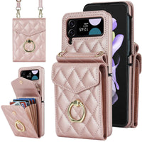 Buy Crossbody Wallet Phone Case, 360 Rotation Ring Holder, Card Slots & Detachable Wrist Strap, RFID Blocking, Kickstand, Shockproof Cover,HATTIE at Caseles-Samsung Galaxy Z Fold 6, Pink