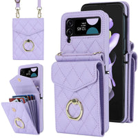 Buy Crossbody Wallet Phone Case, 360 Rotation Ring Holder, Card Slots & Detachable Wrist Strap, RFID Blocking, Kickstand, Shockproof Cover,HATTIE at Caseles-Samsung Galaxy Z Fold 6, Purple
