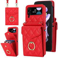 Buy Crossbody Wallet Phone Case, 360 Rotation Ring Holder, Card Slots & Detachable Wrist Strap, RFID Blocking, Kickstand, Shockproof Cover,HATTIE at Caseles-Samsung Galaxy Z Fold 6, Red