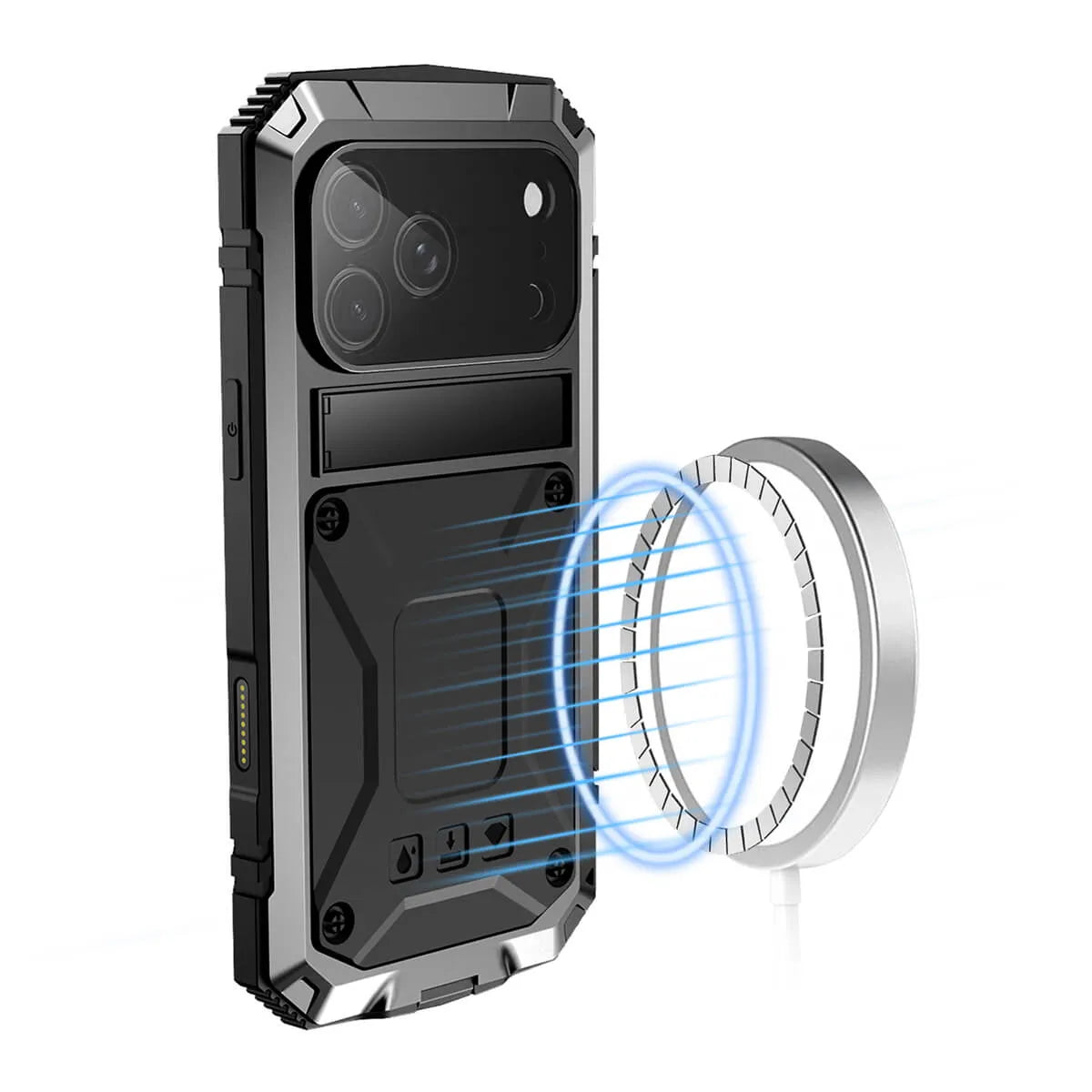 Buy Titanium Metallic Color Magnetic Case for iPhone Case for Magsafe Wireless Charging Case,Howard at Caseles-iPhone 17 Pro Max, Black