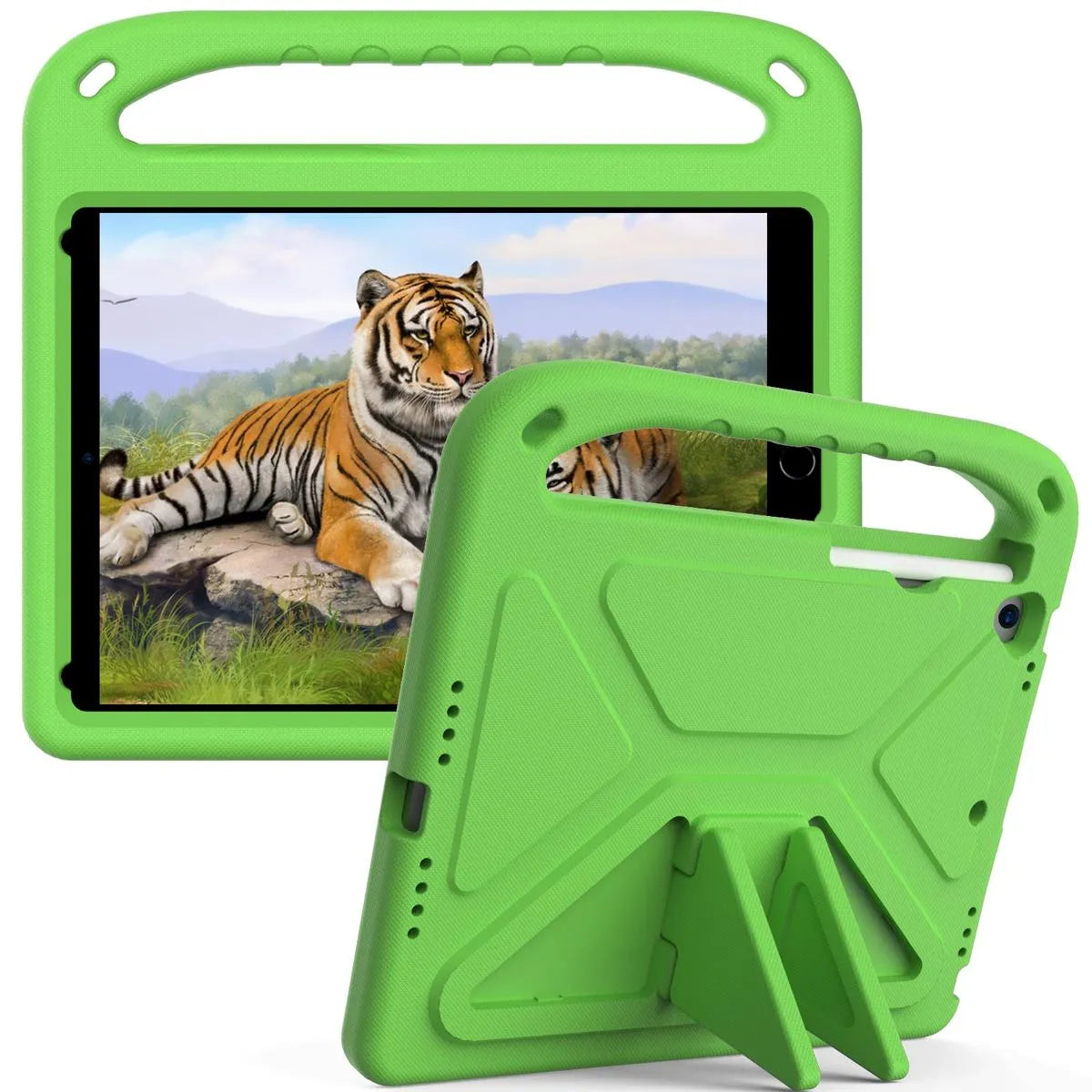 Buy Colorful iPad Case for Kids Easy Grab, Multicolor, Wipeable & Worry-Free: Messes Slide Right Off This Super Parent Sidekick! - Colorful iPad Case for Kids Easy Grab at Caseles-iPad Air 11 (2025 11 inch), Green