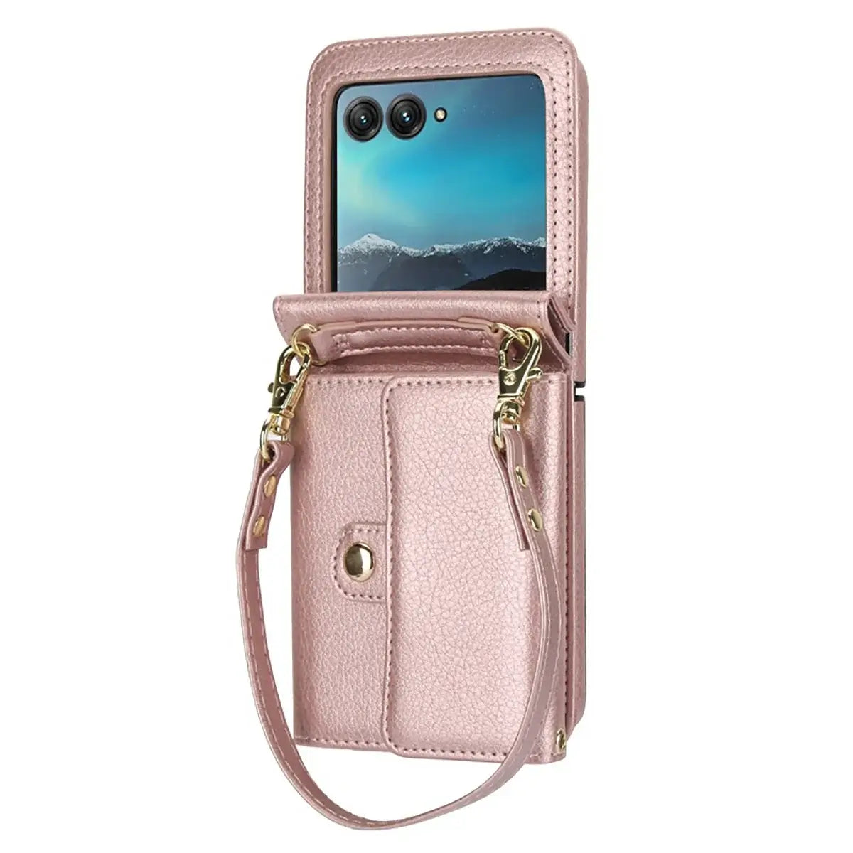 Buy Motorola Moto Razr Crossbody Wallet Case, RFID Blocking Leather Cover with Detachable Strap & Card Slots - IRIS at Caseles-Motorola Razr Ultra (2025), Black