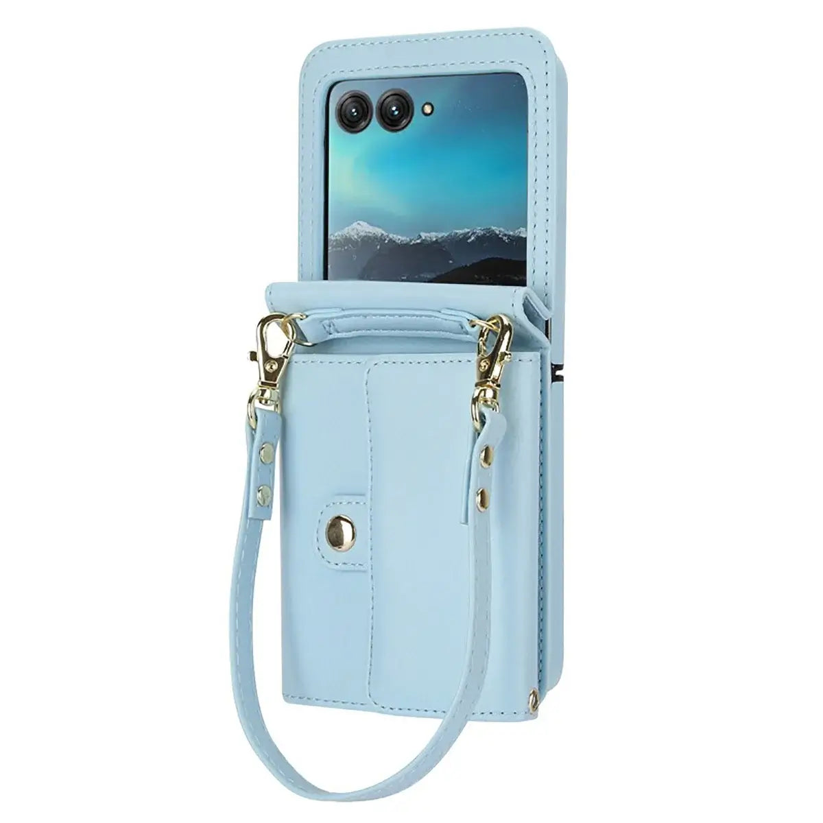 Buy Motorola Moto Razr Crossbody Wallet Case, RFID Blocking Leather Cover with Detachable Strap & Card Slots - IRIS at Caseles-Motorola Razr Ultra (2025), Black