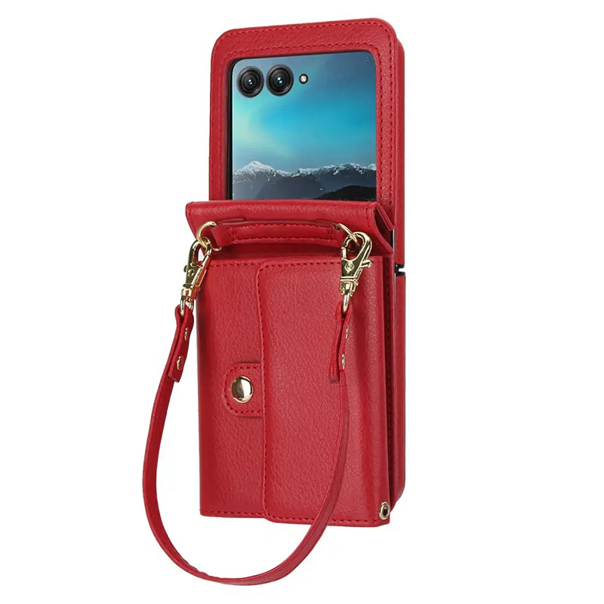 Buy Motorola Moto Razr Crossbody Wallet Case, RFID Blocking Leather Cover with Detachable Strap & Card Slots - IRIS at Caseles-Motorola Razr Ultra (2025), Black