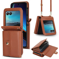 Buy Motorola Moto Razr Crossbody Wallet Case, RFID Blocking Leather Cover with Detachable Strap & Card Slots - IRIS at Caseles-Motorola Razr Ultra (2025), Black