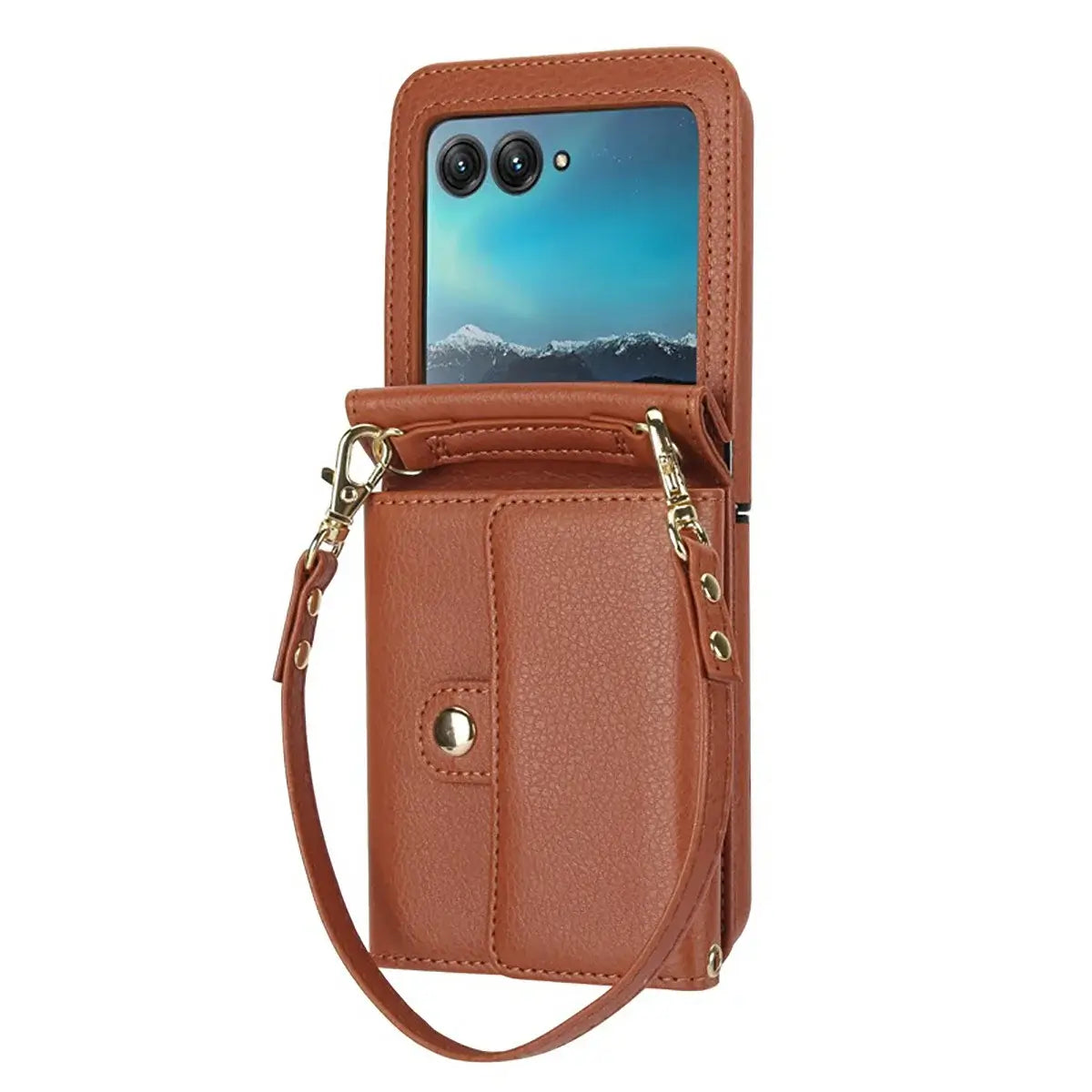 Buy Motorola Moto Razr Crossbody Wallet Case, RFID Blocking Leather Cover with Detachable Strap & Card Slots - IRIS at Caseles-Motorola Razr Ultra (2025), Black