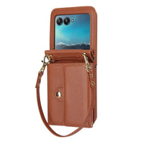 Buy Motorola Moto Razr Crossbody Wallet Case, RFID Blocking Leather Cover with Detachable Strap & Card Slots - IRIS at Caseles-Motorola Razr Ultra (2025), Black