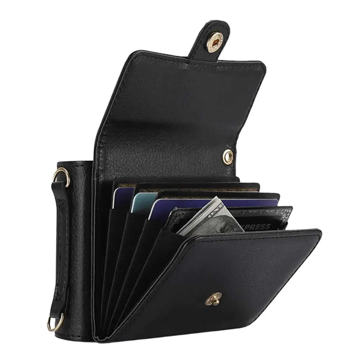 Buy Motorola Moto Razr Crossbody Wallet Case, RFID Blocking Leather Cover with Detachable Strap & Card Slots - IRIS at Caseles-Motorola Razr Ultra (2025), Black