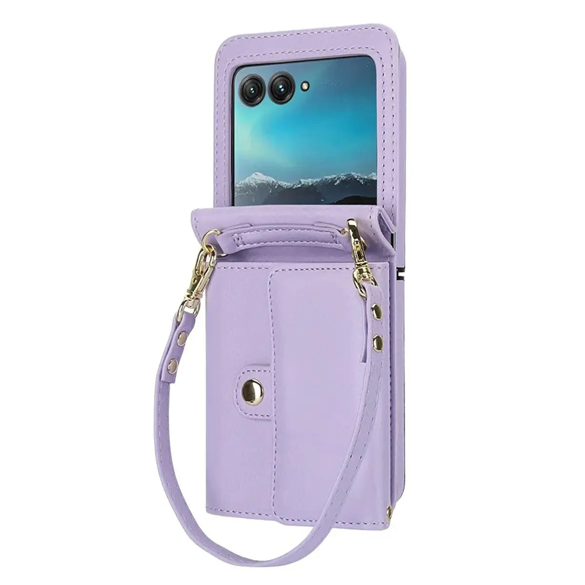 Buy Motorola Moto Razr Crossbody Wallet Case, RFID Blocking Leather Cover with Detachable Strap & Card Slots - IRIS at Caseles-Motorola Razr Ultra (2025), Black